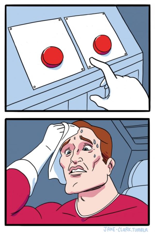 Two Buttons meme about Golde